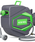 Retractable Garden Hose Reel With Auto Rewind 100 Foot No Fuss Easy Lock Wall Mount Any Length 180 Degree Swivel Bracket Slow Return Brass Connector For Garden Watering And Car Washing
