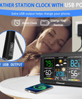 All-in-One Wireless Indoor Outdoor Weather Station With 7.5 Inch VA Color Display on a table showing temperature and humidity