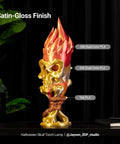 Premium Silk PLA 3D Printer Filament 1.75Mm 2.2 Pound Spool features a shiny dual-color skull lamp with flame highlights.