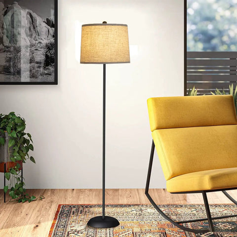 Floor lamp with Two Pack Drum Lamp Shades Natural Beige Linen, Medium Size 11.6 In Top, 12.6 In Bottom, 9.8 In High, Spider Fitter.
