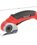 Stalwart Cordless Electric Scissors In Vibrant Red, 8.5 inch tool for cutting cardboard and fabric with automatic sharpening.