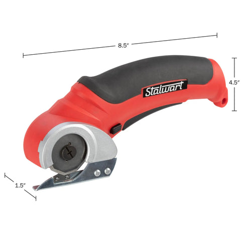 Stalwart Cordless Electric Scissors In Vibrant Red, 8.5 inch tool for cutting cardboard and fabric with automatic sharpening.