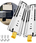Heavy Duty Drawer Slides With Lock For Cabinets And Vans Beefed Up Full Extension Ball Bearing Rails Side Mount 500 Lb Capacity 18 To 60 Inch Adjustable close-up