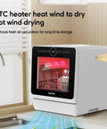 Compact Countertop Dishwasher With Six Place Settings Ten Preprogrammed Cycles And Baby Care Mode Hot Air Drying in a modern kitchen.