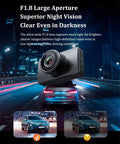 4K Front And Rear Dash Cam for Cars with 1080P Rear Camera showcasing superior night vision in city scene