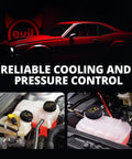 Sturdy Pressurized Coolant Reservoir Tank With Cap Straight Swap For 2012-2018 Ford Focus Escape Cmax And Transit Connect No Fuss Oem Replacement 8V618K218AC installed in engine bay with clear fluid.