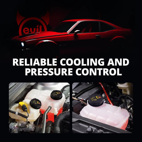 Sturdy Pressurized Coolant Reservoir Tank With Cap Straight Swap For 2012-2018 Ford Focus Escape Cmax And Transit Connect No Fuss Oem Replacement 8V618K218AC installed in engine bay with clear fluid.