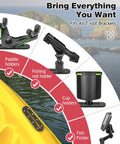 7 Inch Kayak Rail Mount Track For Low Profile Gear Onboard Includes Fishing Rod Holder Fish Finder Cup Holder And Anchor Cleats 2 Pack Built Tough For Easy Access While Out On The Water with accessories displayed