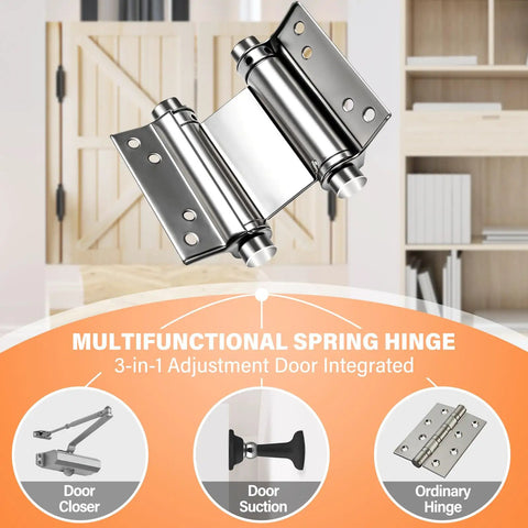 4 Pack 3 Inch Double Action Spring Door Hinges Dual Swing Saloon Hinges With Screws And Pins Heavy Duty Stainless Steel Silver