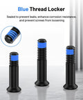 Red Dot Optics Screw Kit with M4 Screws 6mm Diameter Including 16mm, 17.5mm, and 19mm Lengths, blue thread locker visible.