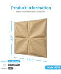 Product information for Brown Wood 3D Flower PVC Wall Panels Set Of 12 Covers 32 Sq Ft with 19.7x19.7 in dimensions