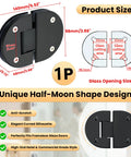 Dimensions of Black 180 Degree Glass Shower Door Hinge for Bathroom Built to Last Rubber Cushion Pads Notch Cut Required