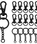 Chill Out With This Badass 150 Piece Black Swivel Snap Hook And Key Chain Kit. Lobster clasps and split rings displayed plainly.