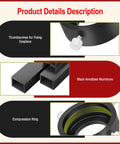 Universal T2 Camera Photo Adapter For Telescope And Spotting Scope Eyepieces 52 To 59mm showing thumbscrews and anodized aluminum.