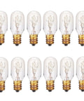 Himalayan Salt Lamp Bulbs Pack Of 12 T20 25W Incandescent Warm White 2700K 120V E12 Candelabra Base Long Lasting Replacement
