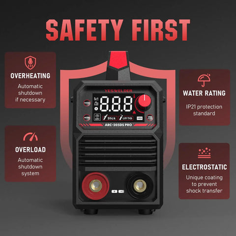 205 Amp Stick Welder Workhorse With Large LED Display Dual Voltage 110V 220V Inverter IGBT Arc Force Hot Start MMA Welder For Smooth Reliable Welds Performance Beast front view