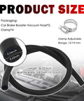 Two Piece Built Tough Brake Booster Vacuum Hose Kit With Clamps 36 Inch flexible tubing showing size and thickness measurements.
