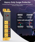 Heavy Duty Power Strip Surge Protector With Two Pack Individual Switches 20 Amp 12 Gauge 4 Ft Extension Cord Four Outlets