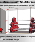 Adjustable Overhead Garage Storage Lift With Hand Crank Heavy Duty Ceiling Hoist System 300 Lb Capacity in use lifting weights