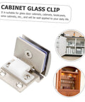 Close-up of POPETPOP glass door hinge with metal clamp, white spacer, and mounting screws