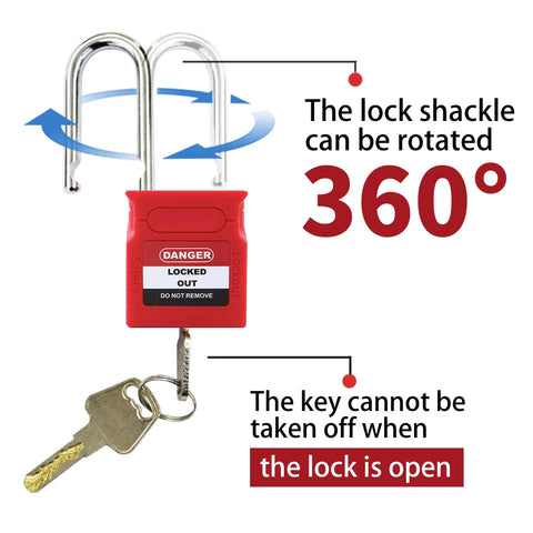 Five Pack Heavy Duty Lockout Tagout Safety Padlocks Built Tough With Keyed Different Cores OSHA Compliant Nylon Shell And Secure Steel Shackle For No Fuss Job Site Security