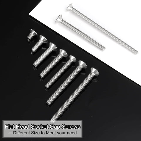 M2 By 6mm Flat Head Socket Cap Screws 100 Pack Durable 304 Stainless Steel 18 8 Machine Screws Flat Countersunk Bolts displayed