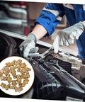 Mechanic using 60-Piece Grease Zerk Fitting Kit With Copper Threaded Nipples 1/4-28 SAE LT Straight And Angled Heads