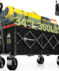34 Inch Extra Long Collapsible Wagon With All Terrain Wheels 360 Lb Heavy Duty Cart loaded with camping gear