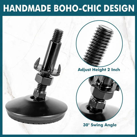 8 Piece M8 Swivel Leveling Feet Set With Four Pronged T Nuts And Lock Nuts Heavy Duty Furniture Levelers Close-Up