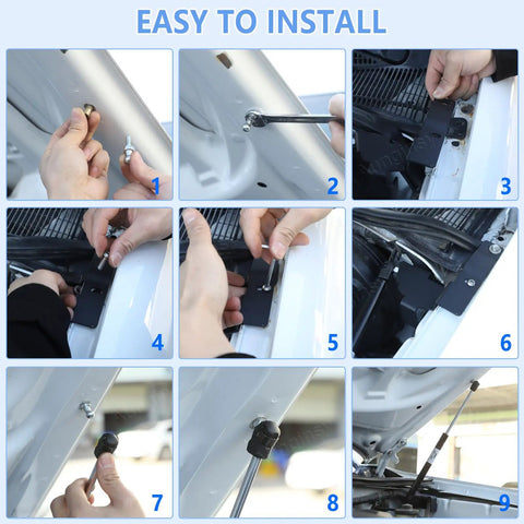 Installation of Toyota Tacoma Front Hood Lift Supports Kit 2005 2015 Direct Bolt On Fit Replacement Shock Struts
