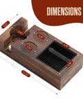 Dimensions of Home Barista Espresso Accessories Set with Knock Box and Tamping Station, wood finish, multiple compartments