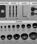 KATA Hole Saw Kit, 20 pcs, includes drill bits, mandrels, hex key, storage case; blades from 3/4 in to 6 in