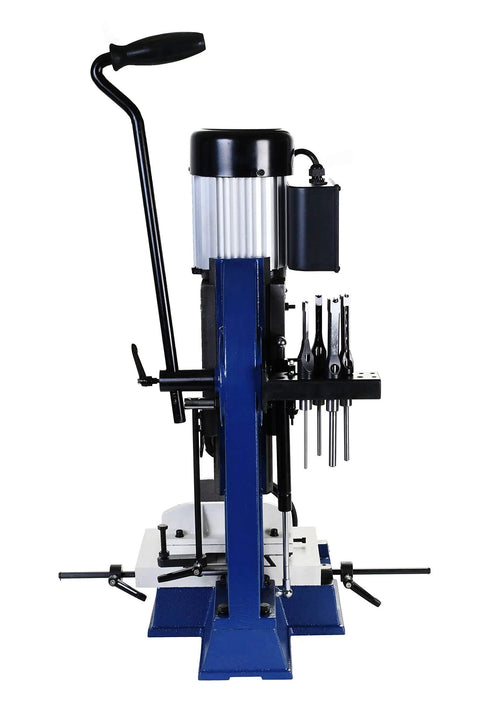 Front view of Pro Grade Benchtop X Y Mortiser with Sliding Axis Table and Half HP 1750 RPM Motor, heavy duty woodworking tool