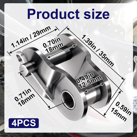 4 PCS #60 Roller Chain Offset Half Links For Motorbike Dirt Bike ATV shown with dimensions marked for sizing and fit.