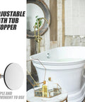 Adjustable Bathtub Drain Plug Silver Copper with Rotary Mechanism shown with modern bathtub, highlighting sleek design and convenience.