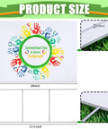 10 Pack 18x24 Heavy Duty Corrugated Plastic Yard Signs With Sturdy H Stakes shown with colorful handprint design and stakes details