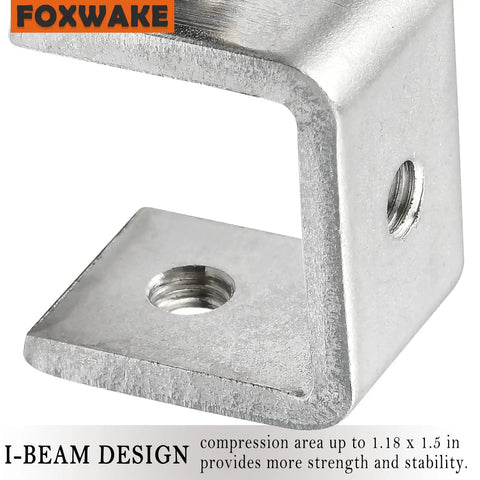 Close-up of Stainless Steel C Clamps Set One And Five Eighths Inch Opening, showcasing the I-beam design for metalworking.