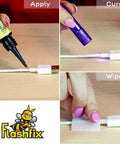 Steps using UV Liquid Plastic Welding Kit For Rapid Bonding With Plastic, Metal, And Ceramic Surfaces, UV light curing pen.