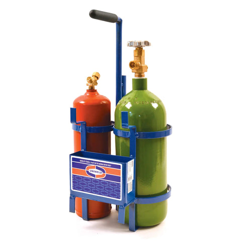 Metal Heavy Duty Carrying Stand For Ten Cubic Foot MC Acetylene Tank And Twenty Cubic Foot R Oxygen Tank With Utility Tray