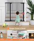 Toddler near 36 Inch Extra Tall Baby Gate For Stairs And Doorways With Walk Through Door Fits 29.5 To 48.8 Inch Openings Auto Close