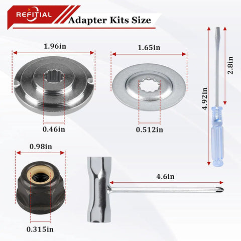 Universal 6 Steel Razors Weed Eater Head With Adapter Kit for Straight Shaft Trimmers parts and measurements