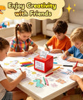 Kids enjoying creativity with Totally Dope AI Voice To Image Sticker Maker And Mini Inkless Thermal Printer Kit for DIY crafts.