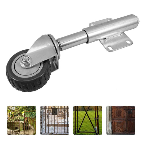 Heavy Duty Gate Support Caster Wheel With Spring Shock Absorption System for Yard Gates, 3 Inch, steel, for outdoor use.