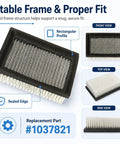 Premium Vacuum Fan Filter Replacement Dead On Fit For Tennant 5680 5700 Floor Scrubber showing front, top, and side views of HEPA filter.