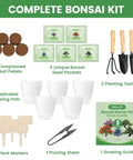 Complete Beginner Bonsai Kit With Five Seed Packets Five Grow Pots And Essential Tools For Indoor Bonsai Growth Including Soil Discs Pruning Shears Markers