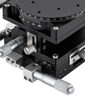 Close-up of the Workhorse 4 Axis Manual Linear Positioning Stage 90mm By 90mm Bearing Tuning Platform Sliding Table for precision tasks