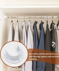Two Pack 1 Inch Stainless Steel Closet Rod End Supports With Screws And Mounting Anchors For Quick Secure Closet Pole Mounting Durable White Brackets For Easy Rod Install And Long Lasting Support, white closet rod installed in wardrobe