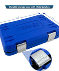 Blue storage case for Pro Grade 25 Piece Quarter Inch Drive Insulated Socket And Attachment Set, with metal latches.