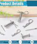132 Piece Clevis Pin And Cotter Pin Assortment Kit In 304 Stainless Steel, 15 Sizes, shown on a wooden surface