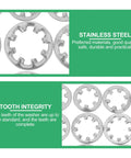 Stainless Steel Internal Tooth Lock Washer Set, 300 Piece Star Shape Assortment For Secure Fastening, Serrated Inner Washers